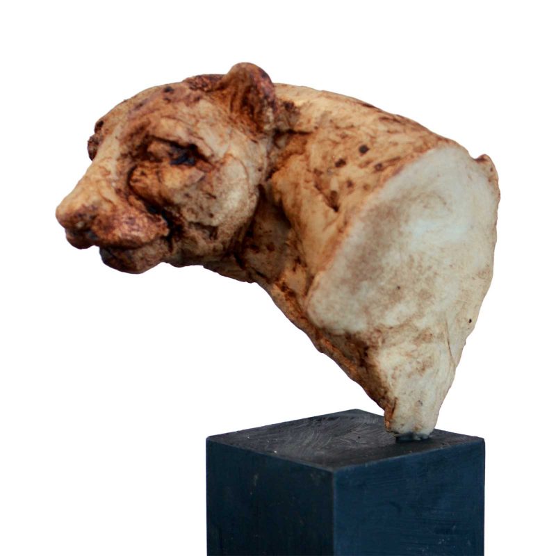 Cheeting Apart - small head of a Cheetah sculpture